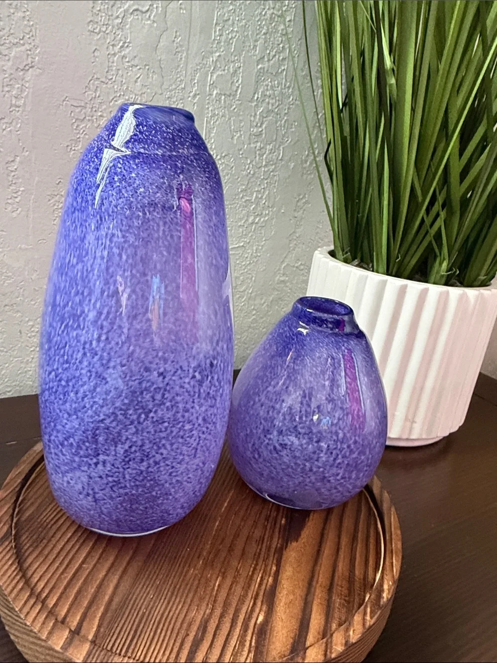 Handcrafted Purple Glass Vases - Set of 2